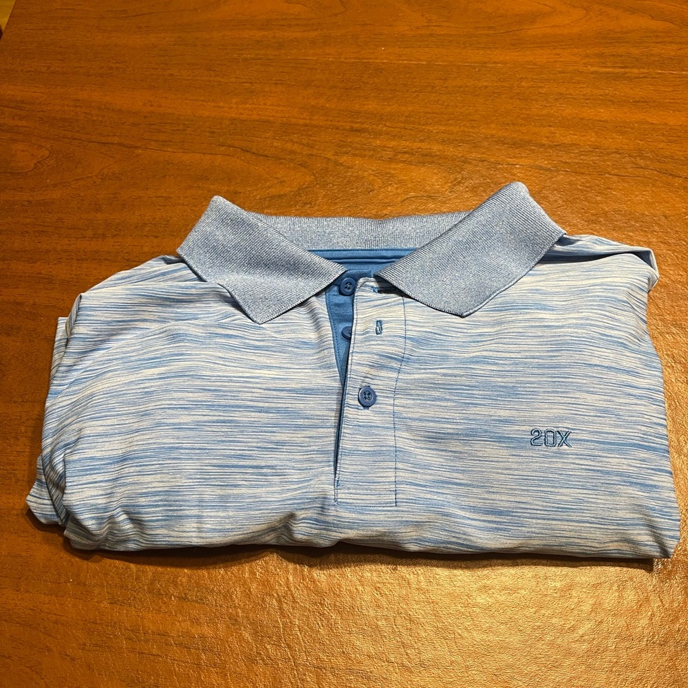 Wrangler 20X Competition Advanced Comfort polo shirt in a blue, heathered